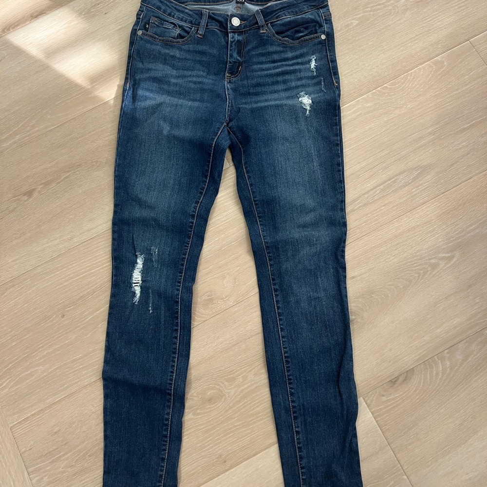 Judy Blue Dark Wash Distressed Skinny Jeans